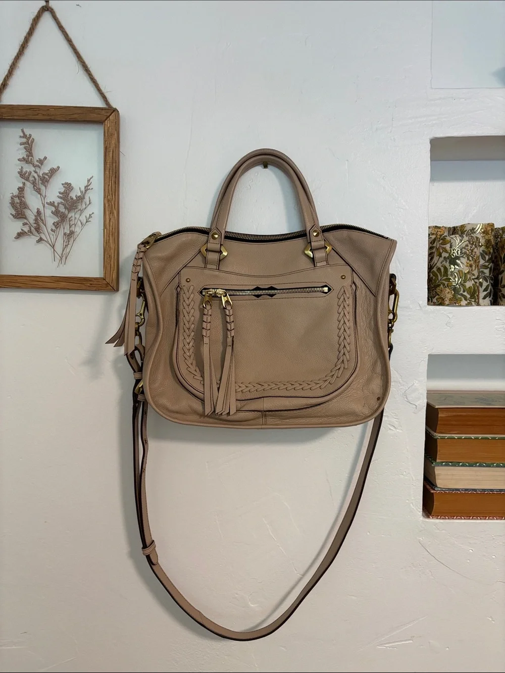 Oryany Bags | Oryany Taupe Leather Zipper Satchel